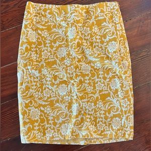 LOFT Pencil Skirt Mustard & White Floral